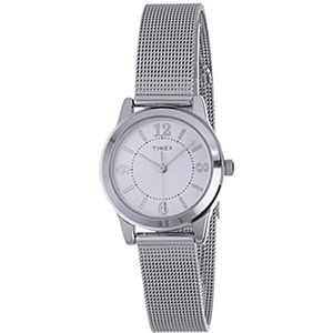 Timex Dames T2P457 Casey Jurk Zilver-Tone Roestvrij Staal Mesh Armband Horloge, Zilver, 24 mm., Quartz Beweging