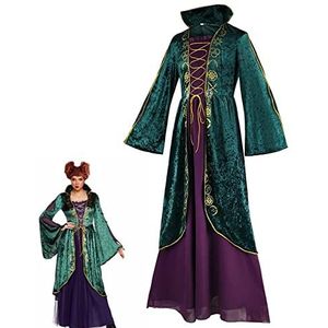 Hocus Pocus Costume for Adult,Winifred Sanderson Costume Adult,Mary Winifred Sanderson Witch Cosplay Dress Props,Sanderson Sisters Costume Witch Costume Women Halloween Party Cosplay Fancy Dress Up