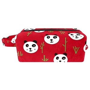 Cosmetische tas,kleine handtas make-uptas voor damesportemonnee,Rode Plant Originele Panda,make-uptasjes voor op reis