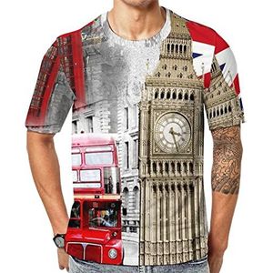 Londen Big Ben UK Britse vlag mannen crew T-shirts korte mouw T-shirt casual atletische zomer tops