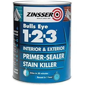Zinsser Bulls Eye 1-2-3 Primer-Sealer & Stain Killer 2,5 liter Ready Gemengde Kleur - Wit