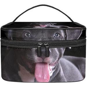Zwarte Puppy Make-up Organizer Bag, Reizen Make-up Tas Organizer Case Draagbare Cosmetische Tas voor Vrouwen en Meisjes Toiletartikelen, Meerkleurig, 22.5x15x13.8cm/8.9x5.9x5.4in