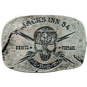 JACK'S INN 54 Lichte gesp met Crew-logo, zilver, ca.: 9,5 x 6