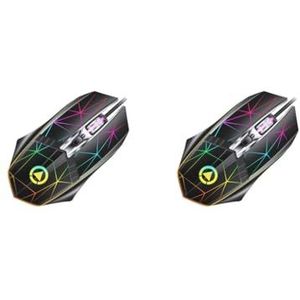 Tityvirnix 2 set Computer USB Bedrade Gloeiende Optische Muis Draagbare 4 Knoppen Gaming RGB Licht Muizen Verstelbare 1200/1600/2400 DPI Driver-vrij