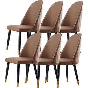 GEIRONV Eetkamerstoel set van 6, keukenstoel modern design microfiber lederen stoelen zacht gevoerde zitting for kantoor lounge eetkamer keuken slaapkamer Eetstoelen ( Color : Dark Khaki , Size : 92*4