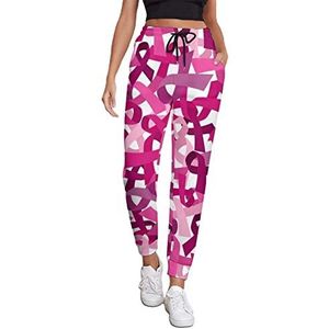 Roze Lint Borstkanker Bewustzijn Vrouwen Atletische Jogger Broek Sweatpant Lounge Broek Met Zak