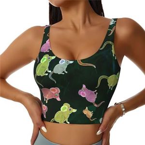 Leuke Muis Print Casual Wear Vrouwen Sport Vest Yoga Vest Workout Vest Voor Vrouwen Lichtgewicht Trendy, Zwart, S