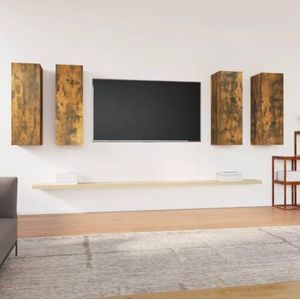 DIGBYS Meubelsets-TV Kasten 4 stuks Gerookt Eiken 30,5x30x90 cm Engineered Wood