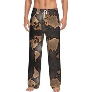 Wereldkaart Continenten Lange Lounge Wear Broek Nachtkleding Pyjama Bottoms Nachtkleding Nachtkleding Met Zakken En Trekkoord, Wit, S