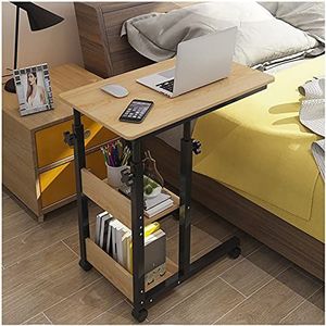 ZYDZ Laptoptafel, laptopstandaard, bureau, voor kleine ruimtes, laptoptafel, met wielen en ladekastafels voor slaapkamers, sta-bureau, in hoogte verstelbaar, stijl 1)