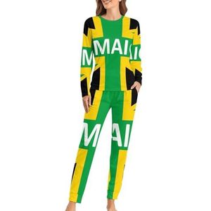 Jamaicaanse koninkrijk vlag zachte dames pyjama lange mouw warme pasvorm pyjama loungewear sets met zakken 6XL