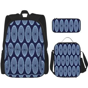 YsoLda Rugzak Set, School Tas Boekentas Rugzak 3 Stuk Set met Lunch Tas Potlood Case, Textiel Mode Afrikaanse Print Stof Abstracte Schoonheid, zoals afgebeeld, Eén maat