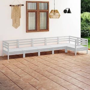 CBLDF 6 Delige Tuin Lounge Set Massief Pinewood Wit