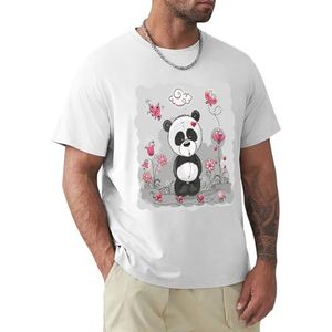 Heren T-shirt Panda korte mouwen T-shirt ronde hals T-shirt voor mannen, Panda1, 4XL