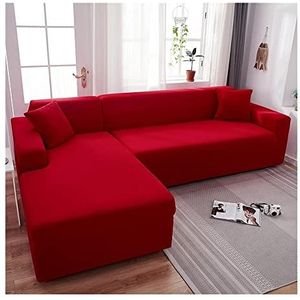 Sectionele bank deksel L vorm bankafdekkingen slipcovers for 1 2 3 4 -zits bank meubels beschermers for huisdieren woonkamer meubels beschermer(Color:Big red,Size:4 seater(235-300 cm))