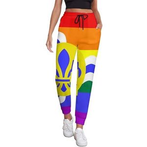 St. Louis Gay Pride Flag Joggingbroek voor dames, hardloopbroek, vrijetijdsbroek, elastische taille, lang met zakken