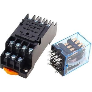 1 set MY4 klein elektromagnetisch relais power relais DC12V DC24V AC110V AC220V spoel 4NO 4NC DIN-rail 14-polig mini relaisbasis (kleur: DC 220V)