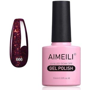 AIMEILI Semi-Permanente Gel Nagellak Soak Off UV LED Glitter Klassieke Herfst & Winter Kleur Nagellak 10ML 666