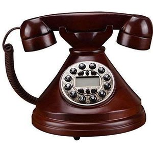 Telefoon Telefoon Retro Massief Hout Home Desktop Decoratie Vaste Vaste Knop Wijzerplaat met Display Telefoon