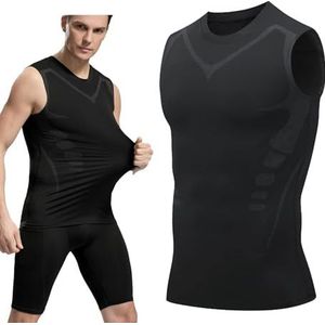 Vitaboost Compression Shirt, Ionic Shaping Sleeveless Vest Men, vitaboost shirt Perspiration and Breathability (L,Black2)