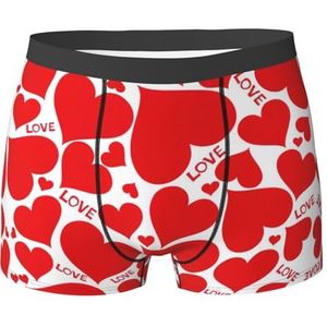 EdWal Love Heart Print Atletisch ondergoed voor heren, ondergoed voor heren, boxerslip, zacht ondergoed, Zwart, XXL