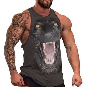 Roaring Panther heren tanktop grafische mouwloze bodybuilding T-shirts casual strand T-shirt grappig gym spier