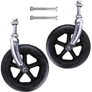met rubberen rolstoelwielen, Set van 2 veelkleurige voorwielen met vork for rolstoelkinderwagens van 6-8 inch(Schwarz,6""(150mm))