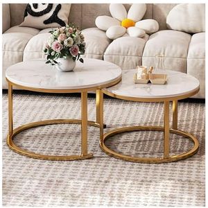 Salontafel Daisy Goudkleurig - set van 5 - rond - Mobilio Home
