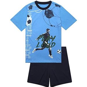 Korte jongenspyjama, zachte single-jersey van 100% katoen en broek in bermudavorm, blauw, 152 cm