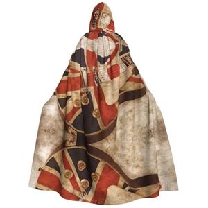 WURTON Gitaar Britse Vlag Print Volwassen Hooded Mantel Unisex Hood Halloween Kerst Cape Cosplay Kostuum Voor Vrouwen Mannen
