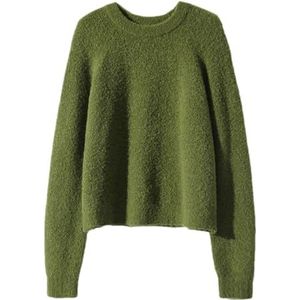 Dames Wol Blended Pullover Verdikte Effen Eenvoudige Commute Trui Herfst Winter Gebreid Ondershirt, Avocado Gn, M