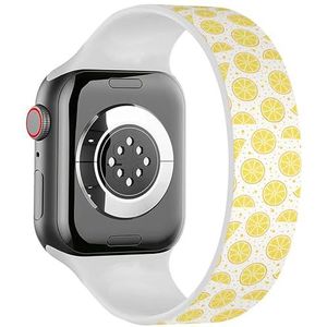 Solo Loop bandje compatibel met alle series Apple Watch 42/44/45/49mm (verse citroenen op) rekbare siliconen band band accessoire, Siliconen, Geen edelsteen