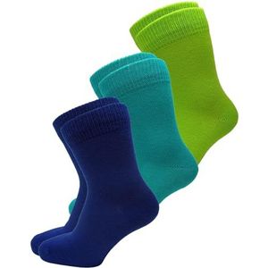 VITSOCKS 98% Katoenen Dunne Zachte Kindersokken (3 PAAR) 2-10 Jaar Jongens & Meisjes, groen blauw turkoois, 27-30
