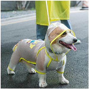 Welsh Corgi Hondenregenjas Poedel Bichon Schnauzer Shiba Inu Hond Waterdichte Kleding Jumpsuit Huisdier Regenkleding Hondenkostuum Outfit Jas Comfortabele en huidvriendelijke huisdierkleding (Kleur: Helder, Maat: L)