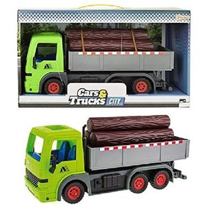 Toi Toys Frictie vrachtwagen met boomstammen groen 33cm