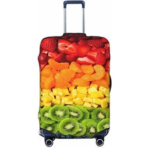CARRDKDK Gradiënt blauwe denim bedrukte kofferhoes, bagagebeschermer kofferhoes, individuele bagagehoezen met hoge elasticiteit (S, M, L, XL), Fruit Regenboog, L(35.6''H x 24.2''W)