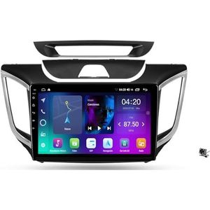 ZWCLSH QLED Schermupgrade Android 13 autoradio met Carplay en Android Auto, Bluetooth 5.0, 10,1 inch touchscreen, SWC back-upcamera, AM/FM autoradio, compatibel met Hyundai Creta IX25 2015-2019,2NF