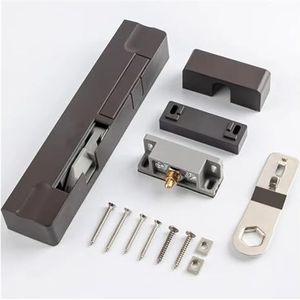 Automatische deurdrangstop - 180° verstelbare intrekbare deurhouder met zwart/bruine afwerking | Links/rechtshandig compatibele installatie voor binnendeuren (zwart bruin links)