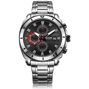 Megir Mannen Rvs Jurk Quartz Horloges Zakelijke Chronograaf Horloge Voor Man Lichtgevende Handen, Rood, luxe