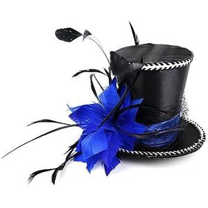 MAYNUO Bruiloft bruids mini-hoed, jaren 20 veren fascinator met clips hoofddeksels brullende jaren 1920 Gatsby feest kostuum accessoire hoed (kleur: koningsblauwe bloem)