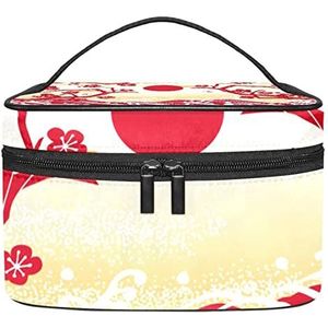 De Kosmetische Zak van de Reismake-up Kosmetische Geval van Japan van het Nieuwe Jaar, Meerkleurig, 22.5x15x13.8cm/8.9x5.9x5.4in