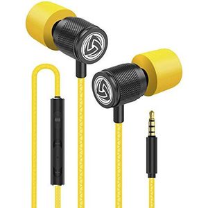 Ludos Ultra-in-ear hoofdtelefoon met kabel en microfoon, nieuw, visco-elastisch schuim, duurzame kabel, bas, hoofdtelefoon voor iPhone, iPad, Samsung, Mi, Xiaomi, Huawei, gaming, sport, computer