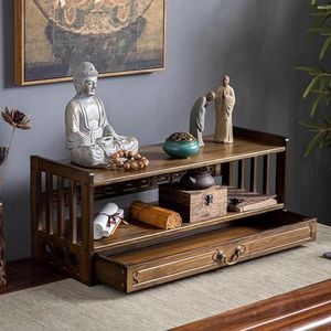 JDZYFFS Bureau Organizer - Altar-meditatietafel met lade (B, 42 x 25 x 28 cm)