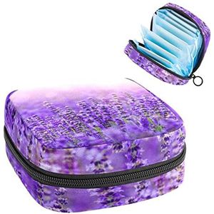 Lavendel, Periode Pouch Draagbaar,Tampon Opbergtas,Tampon Houder voor Portemonnee Vrouwelijke Product Organizer, Meerkleurig, 4.7x6.6x6.6 in/12x17x17 cm