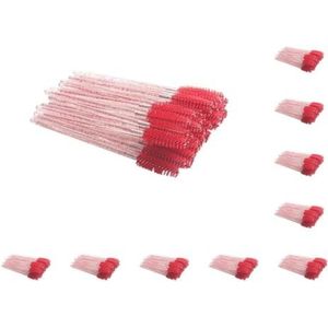 10 Set Van 50 Stuks Wimper Borstel Vrouwen Accessoires Valentijnsdag Zoete Varkenshaar Applicator Wenkbrauw Pincet Valse Brow Borstels Roze Staaf/Rood