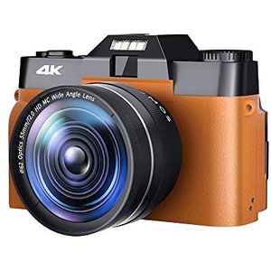 Digitale Camera, Flip Screen 48MP Digitale Selfie Camera Groothoek 4K Vlog Camcorder 16X Zoom Beginner Fotografie Camera KIDS Gift(64G TF card,CDR10-orange)