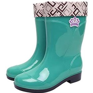 Regenlaarzen Regenlaarzen vrouwen katoenen korte buis warm fluwelen vrouwen regenlaarzen antislip water rubberen laarzen rubberen laarzen regenlaarzen vrouwen Regenschoenen (Color : 36, Size : Green