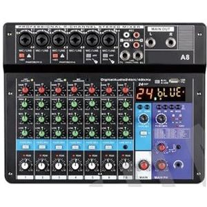 Audio DJ-mixer 8 6 4 Kanaals Professionele Draagbare Mixer Sound Mixing Console Computer Ingang 48v Power Nummer Live-uitzending A4 A6 A8 Nieuwe Podcast-apparatuur (Color : A8, Size : 1)