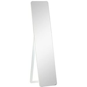 HOMCOM staande spiegel passpiegel met frame make-up spiegel vrijstaand of aan de wand stabiel grenen hout wit 37 x 43 x 156 cm