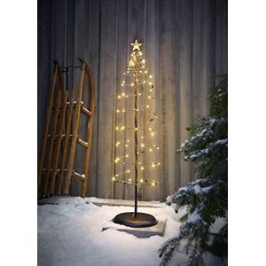 Northpoint LED spiraal kerstboom metaal boom 80 warm witte LED's 100 cm hoog voor binnen en buiten op batterijen timer functie (zwart)